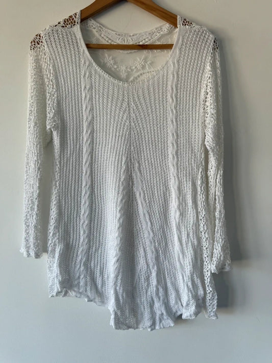 White Crochet Style Top, preloved