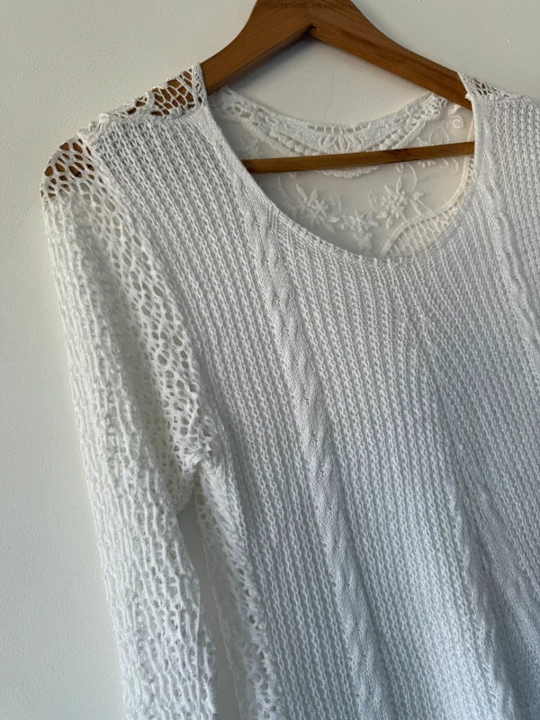 White Crochet Style Top, photo 3 of 5