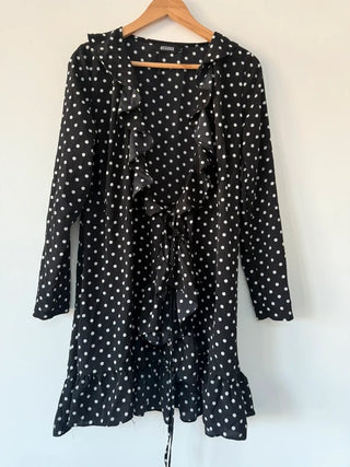 Missguided Black and White Polka Dot Wrap Dress, preloved