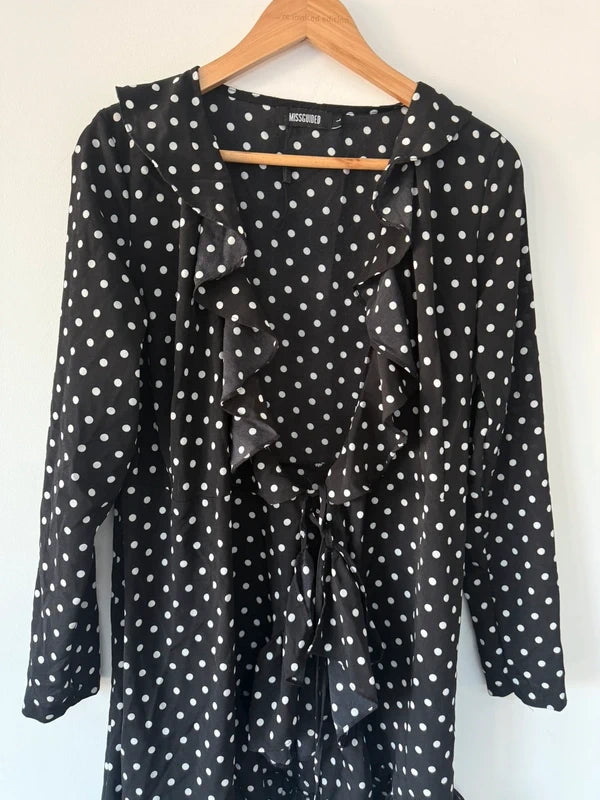 Missguided Black and White Polka Dot Wrap Dress, photo 3 of 5