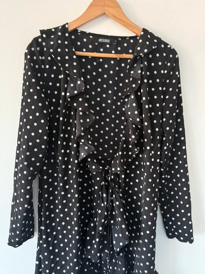 Missguided Black and White Polka Dot Wrap Dress, photo 3 of 5