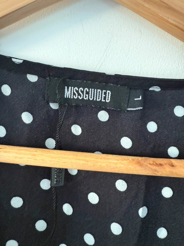 Missguided Black and White Polka Dot Wrap Dress, photo 4 of 5
