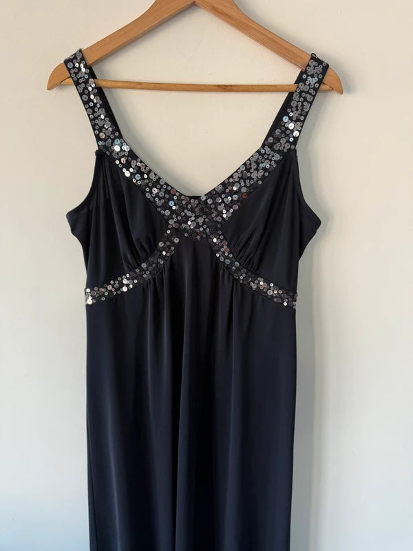 Simply Be Navy Blue Sequin Detailed Dress, photo 3 of 5