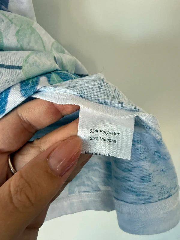 Cerulean Leaf Print Summer Top, photo 5 of 5