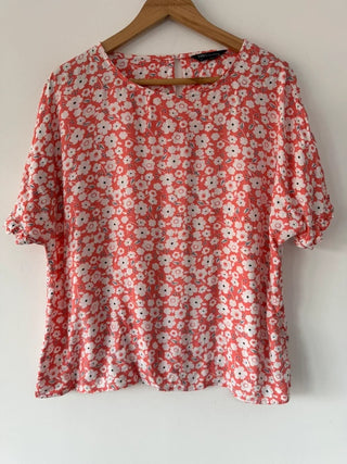 M&S Coral Floral Blouse Top, preloved