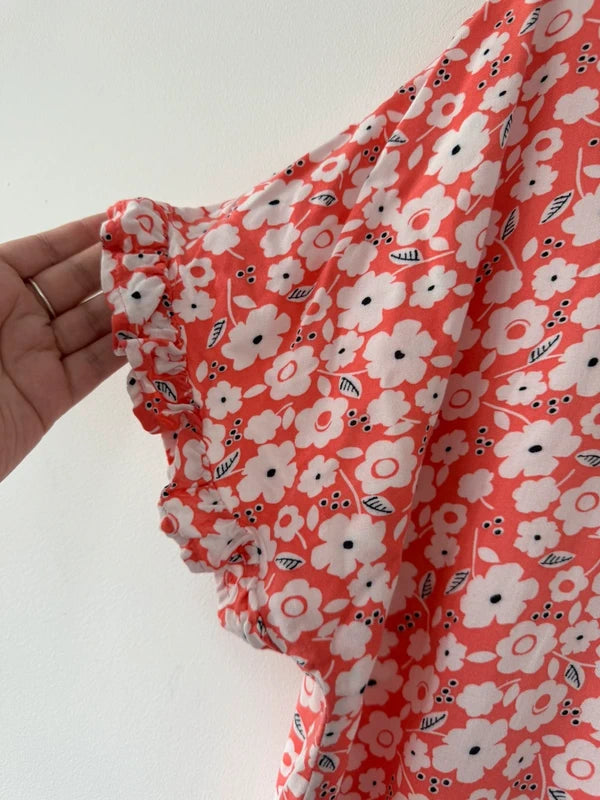 M&S Coral Floral Blouse Top, photo 3 of 5