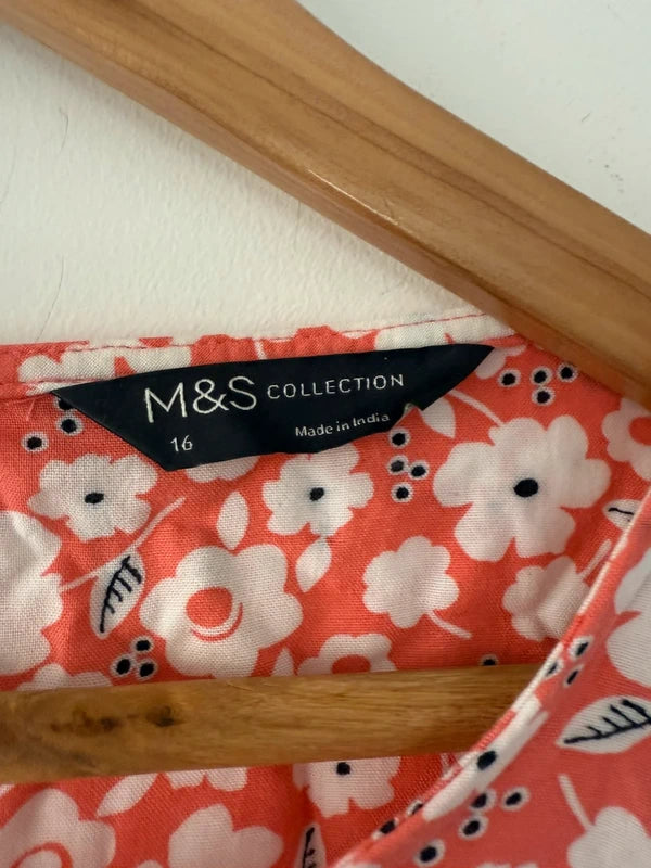 M&S Coral Floral Blouse Top, photo 4 of 5