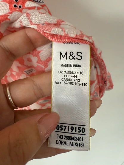 M&S Coral Floral Blouse Top, photo 5 of 5