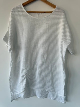 Made in Italy White Waffle Style Top 100% Cotton, preloved