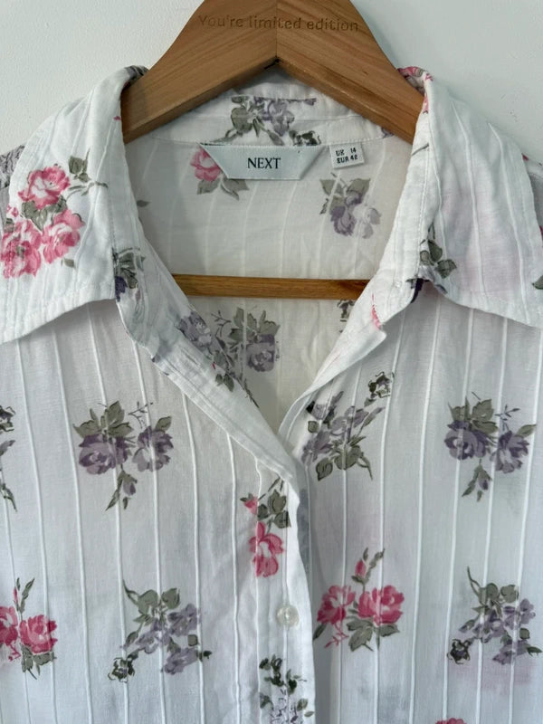 Next Floral 100% Cotton Blouse Shirt, photo 3 of 5