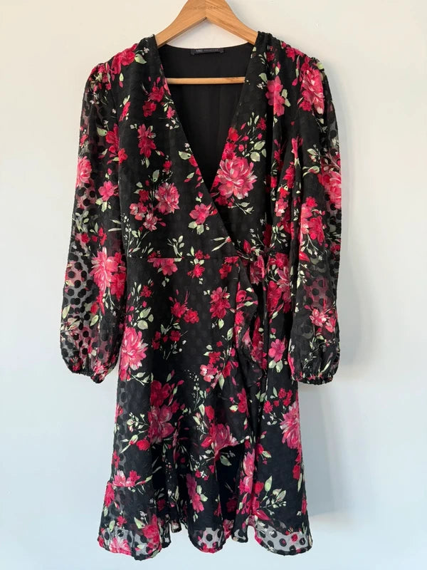 M&S Floral Spotted Black and Pink Dress, photo 2 of 5