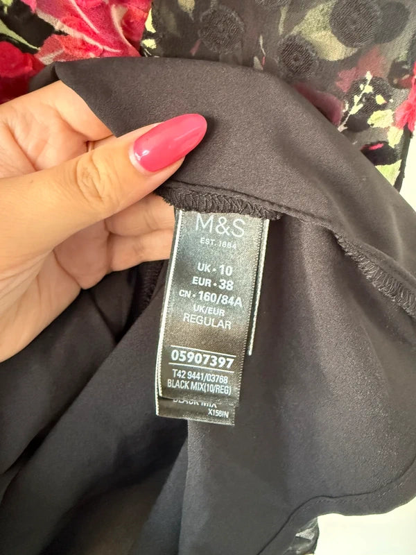 M&S Floral Spotted Black and Pink Dress, photo 5 of 5