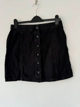 Primark Denim Button Skirt Black Grey, preloved