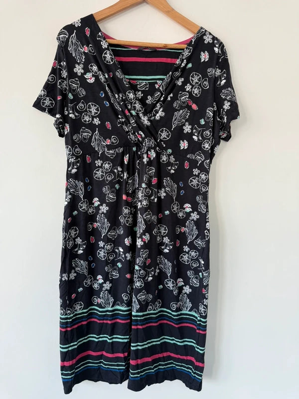 Per Una Navy Blue Sea Patterned Dress, preloved