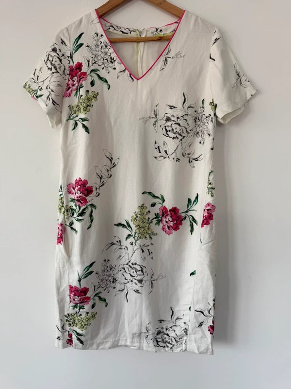 Joules White Floral Summer Dress, preloved