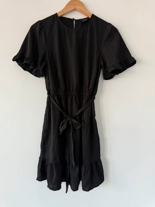 New Look Black Smock Tie Up Dress, preloved
