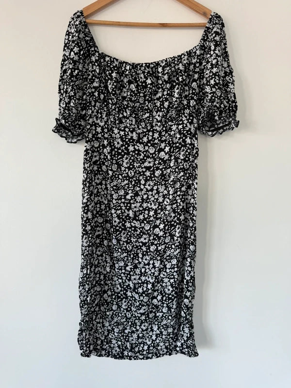 George Floral Black and White Summer Dress, preloved