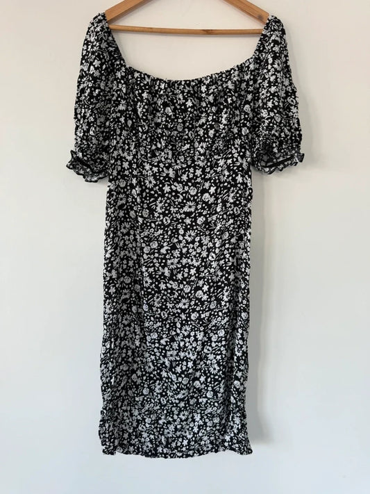 George Floral Black and White Summer Dress, preloved