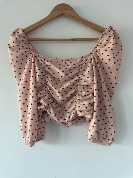 Miss Selfridge Pink Polka Dot Top, preloved