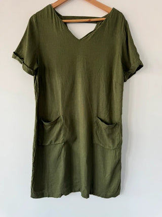 George Green Khaki Linen Style Dress, preloved
