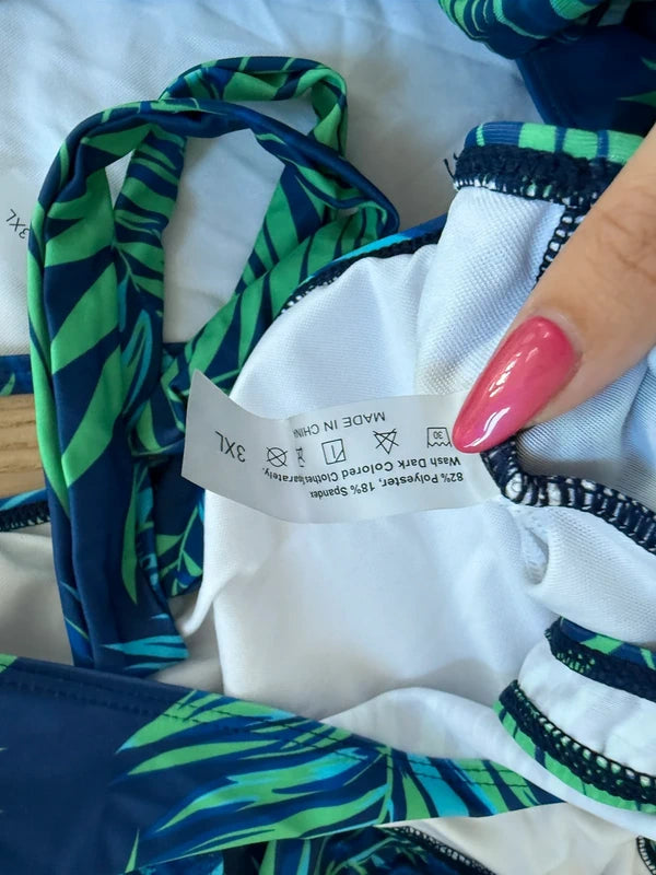 Shein Bikini Green and Navy Blue Print, photo 4 of 4