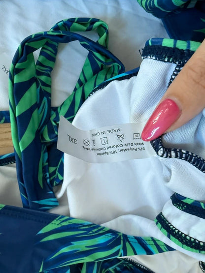 Shein Bikini Green and Navy Blue Print, photo 4 of 4