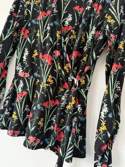 Oasis Floral Wrap Peplum Style Top, photo 2 of 5