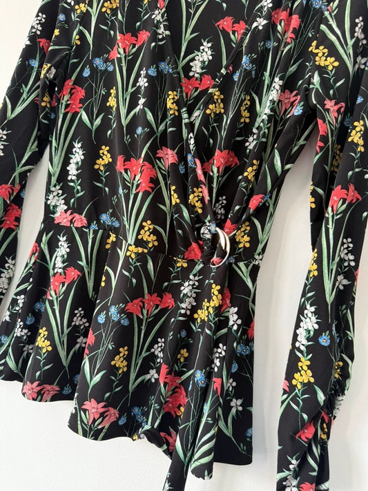 Oasis Floral Wrap Peplum Style Top, photo 2 of 5