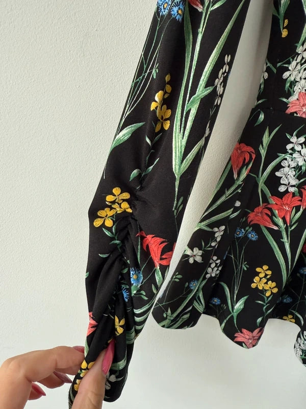 Oasis Floral Wrap Peplum Style Top, photo 3 of 5