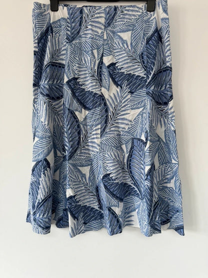 Isle Blue Patterned Linen Style Skirt, preloved