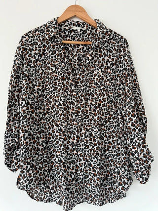 Next Leopard Print Brown and White Shirt, preloved