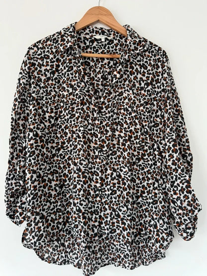 Next Leopard Print Brown and White Shirt, preloved