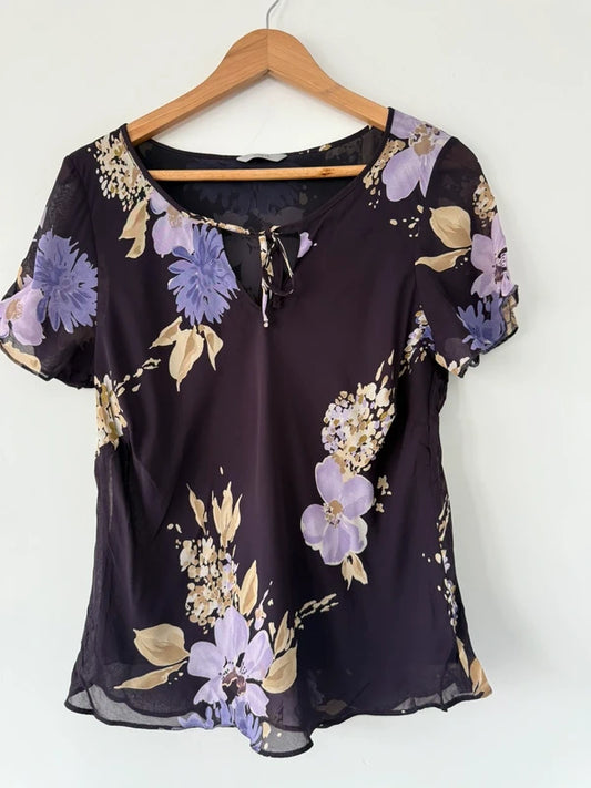 M&S Floral Purple Blouse, preloved