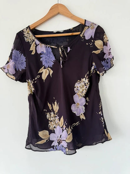 M&S Floral Purple Blouse, photo 2 of 5