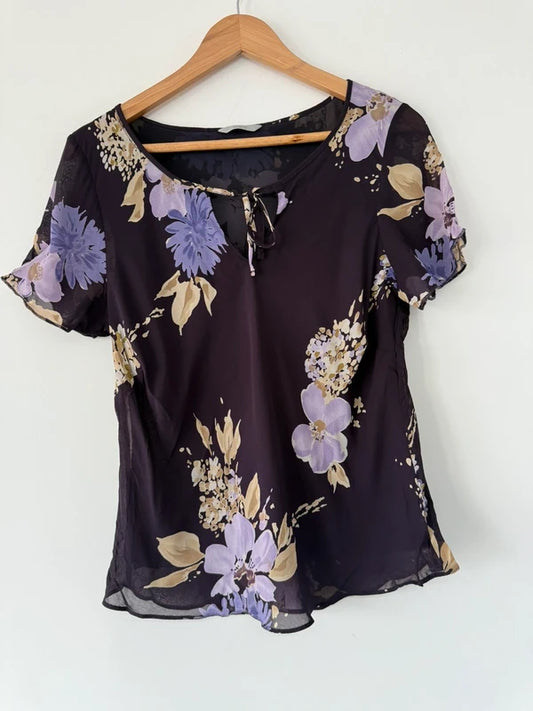 M&S Floral Purple Blouse, photo 2 of 5