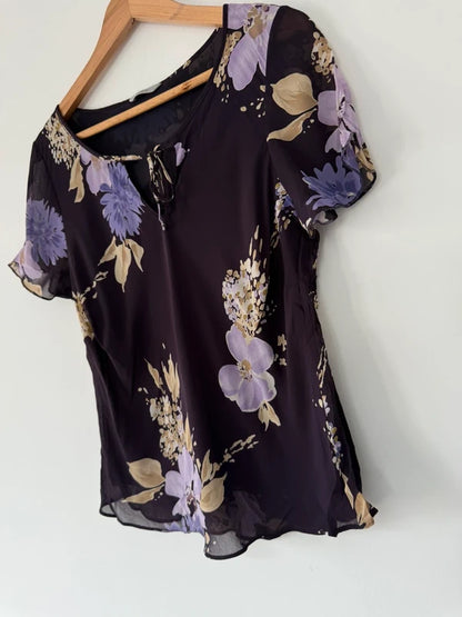M&S Floral Purple Blouse, photo 3 of 5
