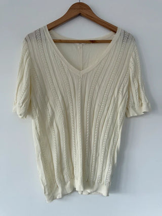 Naf Naf Paris Cream Knitted Style Top, preloved