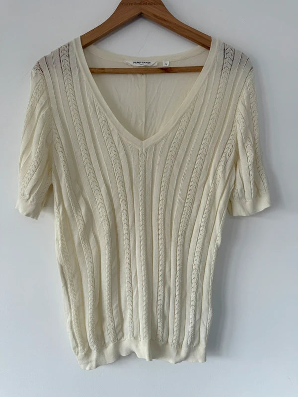 Naf Naf Paris Cream Knitted Style Top, photo 2 of 5