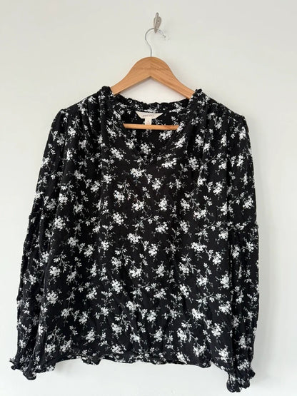 M&S Per Una Black and White Floral Blouse, photo 2 of 5