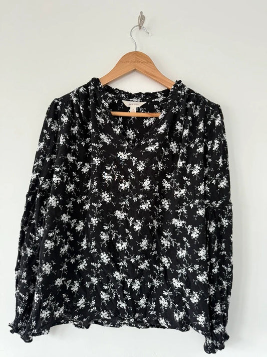 M&S Per Una Black and White Floral Blouse, photo 2 of 5