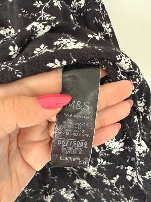 M&S Per Una Black and White Floral Blouse, photo 5 of 5