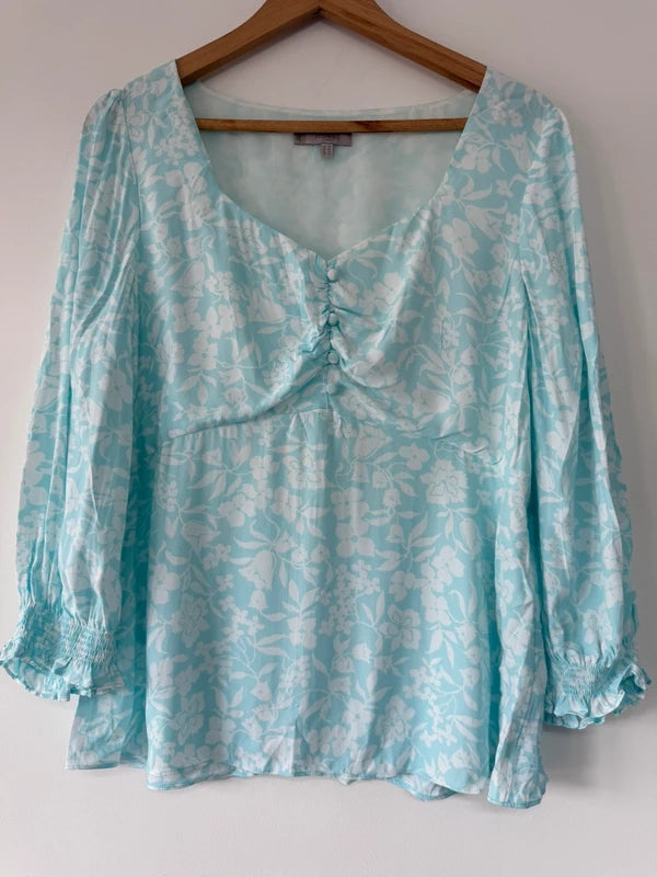 Hobbs Blue Floral Button Blouse, photo 2 of 5