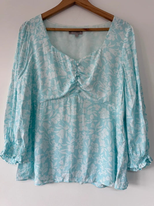 Hobbs Blue Floral Button Blouse, photo 2 of 5