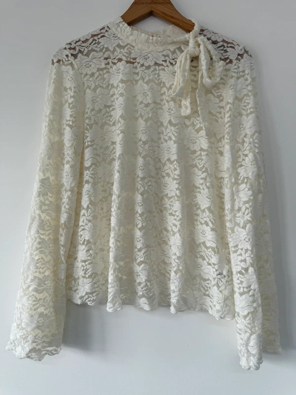 Next Cream Lace Long Sleeved Top, preloved