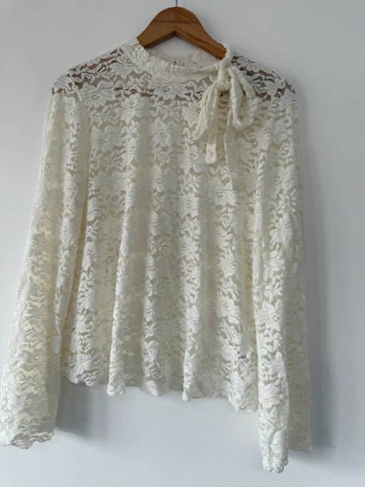 Next Cream Lace Long Sleeved Top, photo 2 of 5