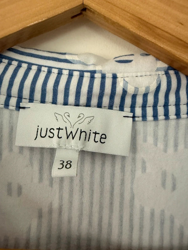 Just White Blue Striped Flower Blouse, photo 3 of 4