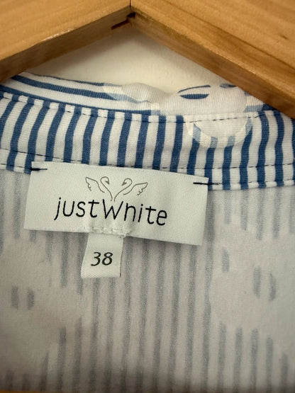 Just White Blue Striped Flower Blouse, photo 3 of 4
