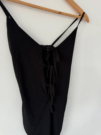 Pretty Little Thing Black Tie Up Body Suit, photo 2 of 4