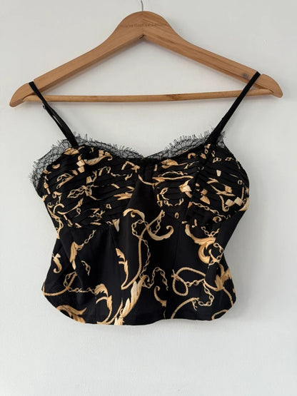 New Look Black and Gold Strappy Top, preloved