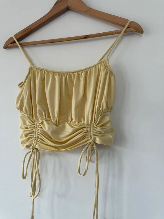 Urban Outfitters Yellow Silky Style Crop Top, photo 2 of 4